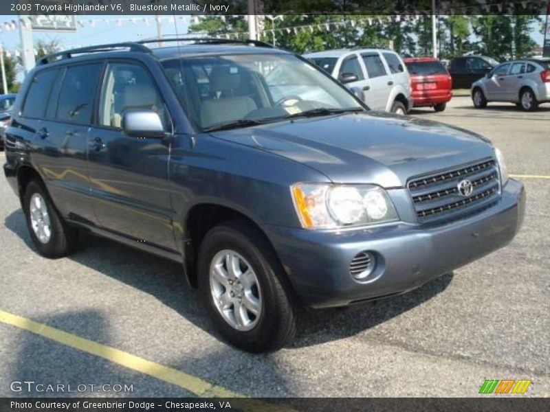 Bluestone Metallic / Ivory 2003 Toyota Highlander V6