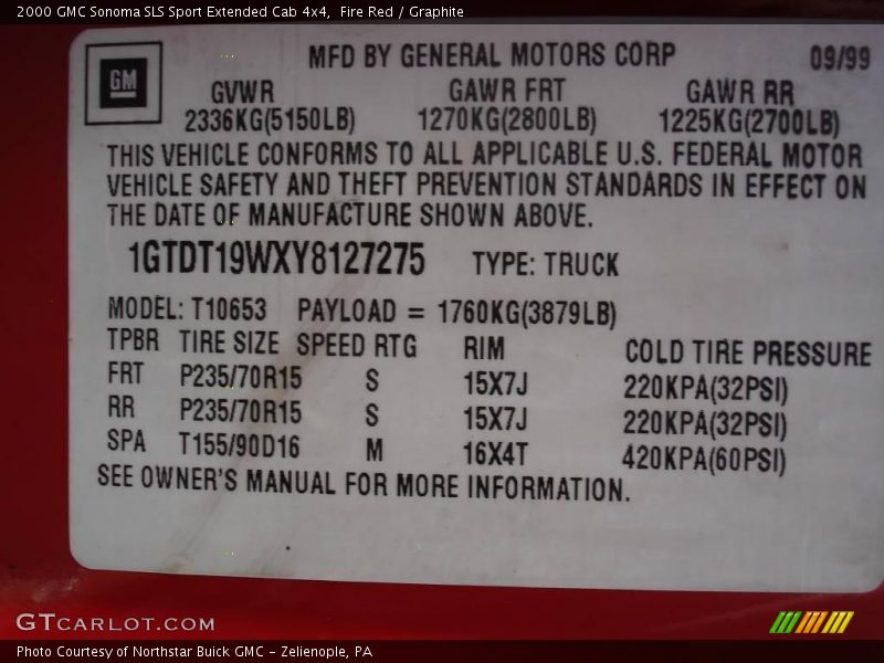 Fire Red / Graphite 2000 GMC Sonoma SLS Sport Extended Cab 4x4