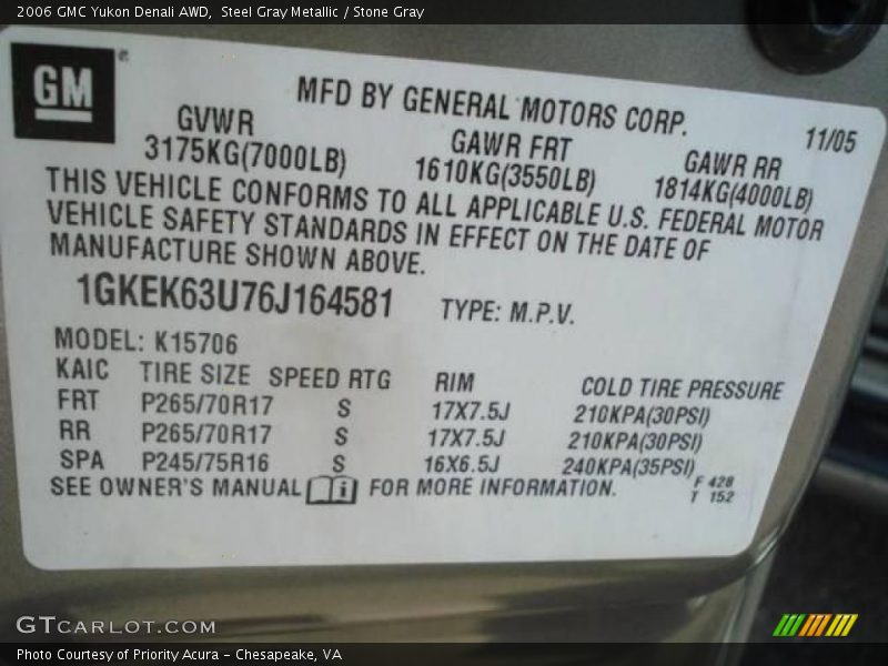 Steel Gray Metallic / Stone Gray 2006 GMC Yukon Denali AWD