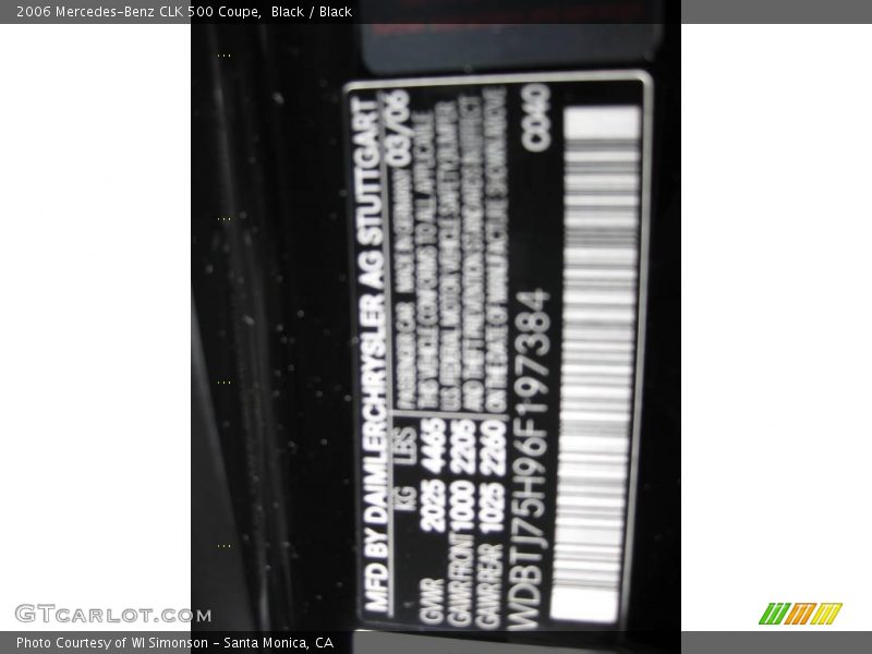Black / Black 2006 Mercedes-Benz CLK 500 Coupe