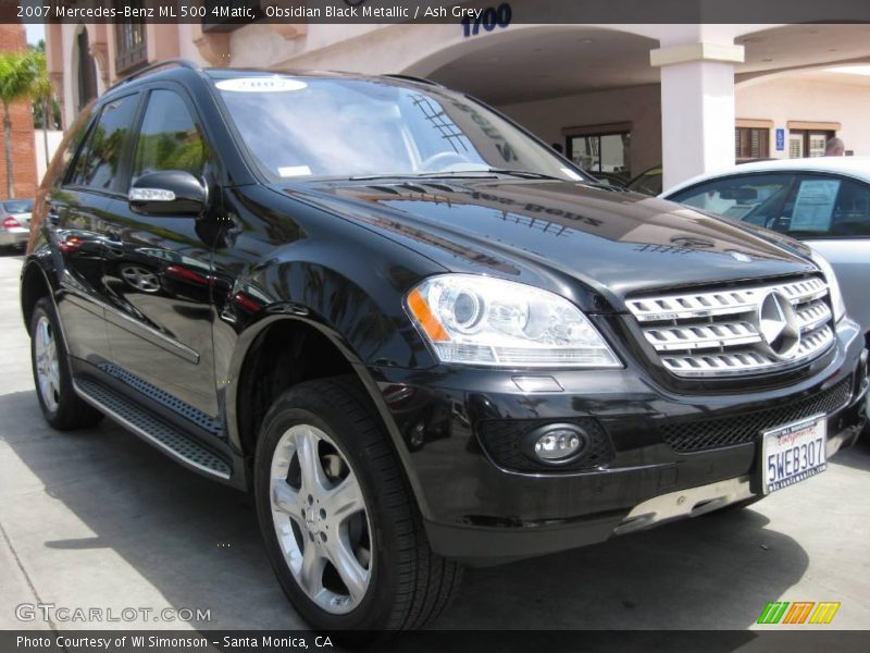 Obsidian Black Metallic / Ash Grey 2007 Mercedes-Benz ML 500 4Matic
