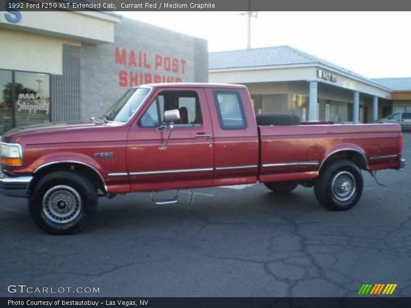 Currant Red / Medium Graphite 1992 Ford F250 XLT Extended Cab