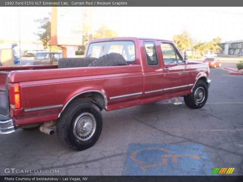 Currant Red / Medium Graphite 1992 Ford F250 XLT Extended Cab