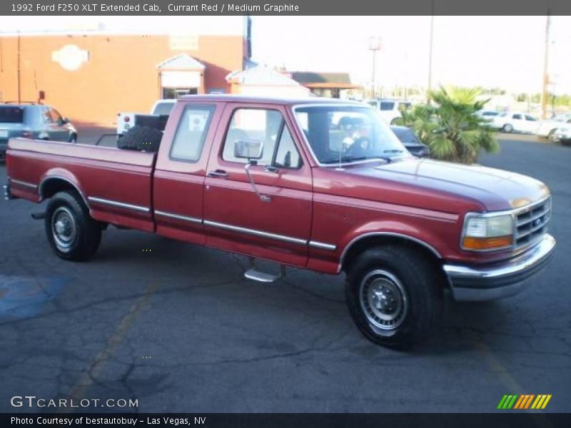 Currant Red / Medium Graphite 1992 Ford F250 XLT Extended Cab