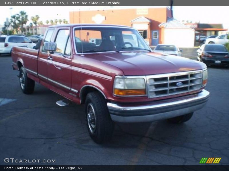 Currant Red / Medium Graphite 1992 Ford F250 XLT Extended Cab