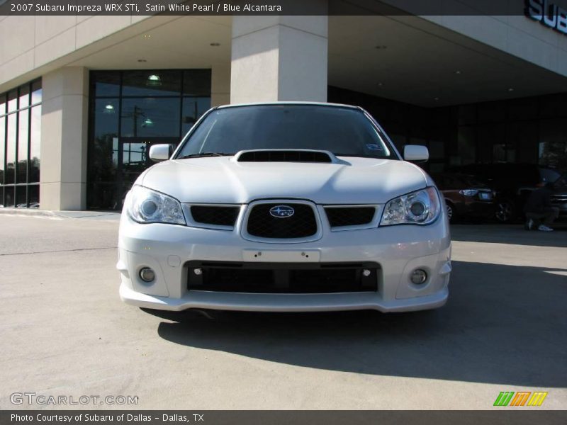 Satin White Pearl / Blue Alcantara 2007 Subaru Impreza WRX STi