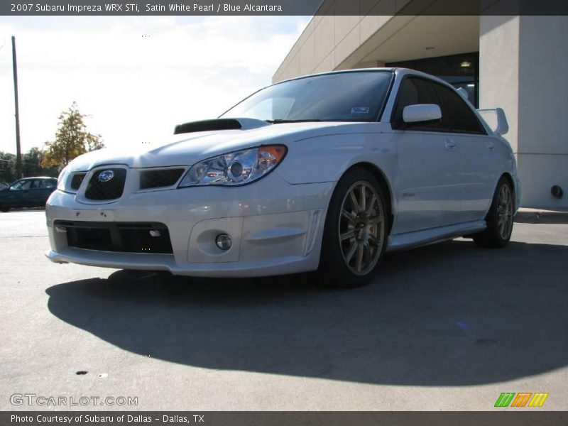 Satin White Pearl / Blue Alcantara 2007 Subaru Impreza WRX STi
