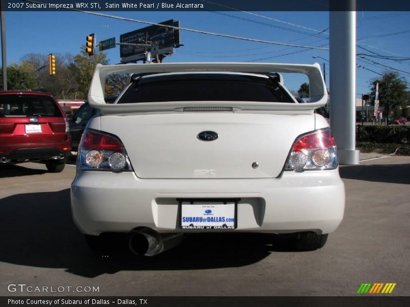 Satin White Pearl / Blue Alcantara 2007 Subaru Impreza WRX STi