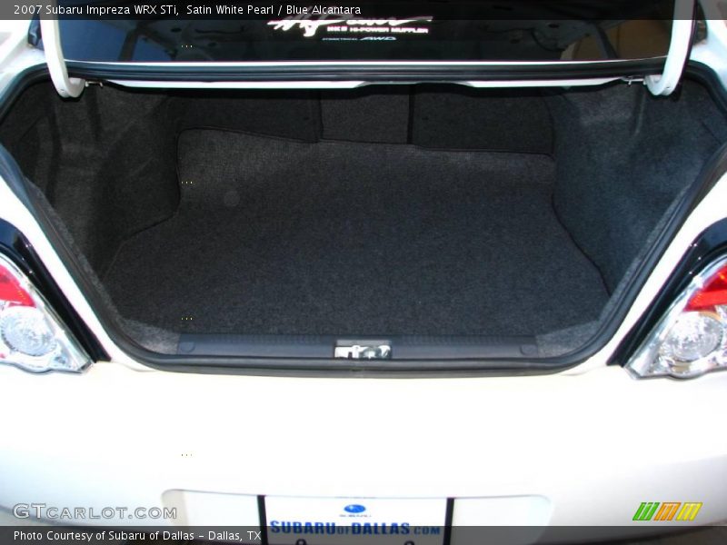 Satin White Pearl / Blue Alcantara 2007 Subaru Impreza WRX STi