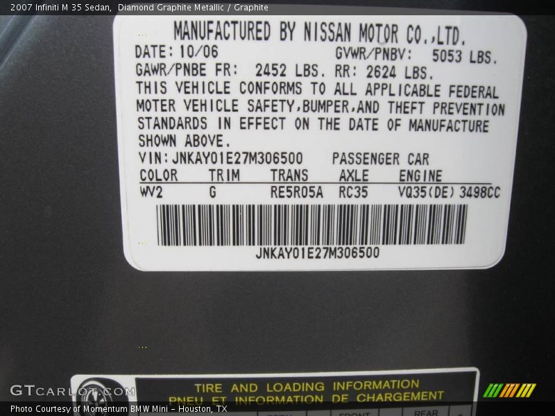 Diamond Graphite Metallic / Graphite 2007 Infiniti M 35 Sedan