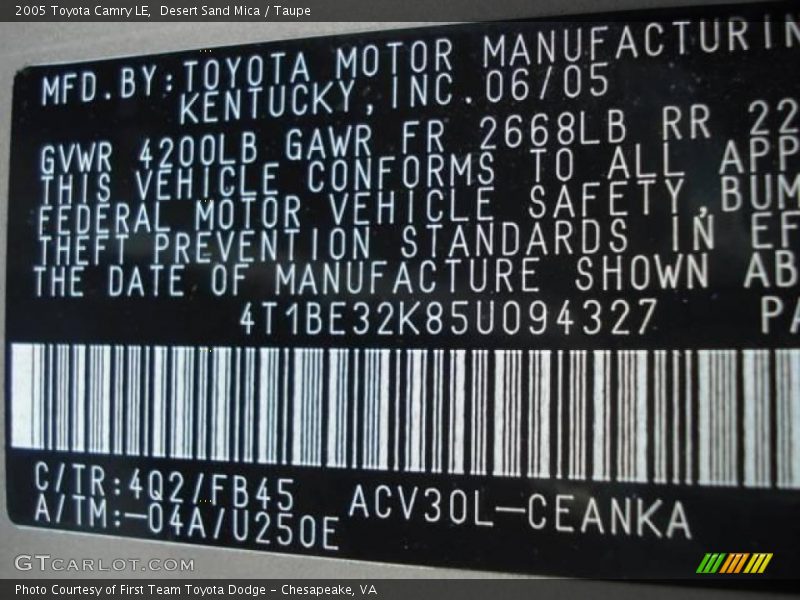 Desert Sand Mica / Taupe 2005 Toyota Camry LE