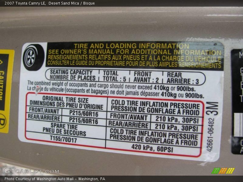 Desert Sand Mica / Bisque 2007 Toyota Camry LE