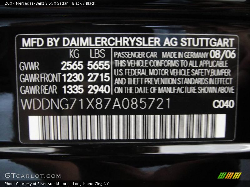 Black / Black 2007 Mercedes-Benz S 550 Sedan