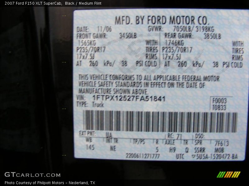 Black / Medium Flint 2007 Ford F150 XLT SuperCab