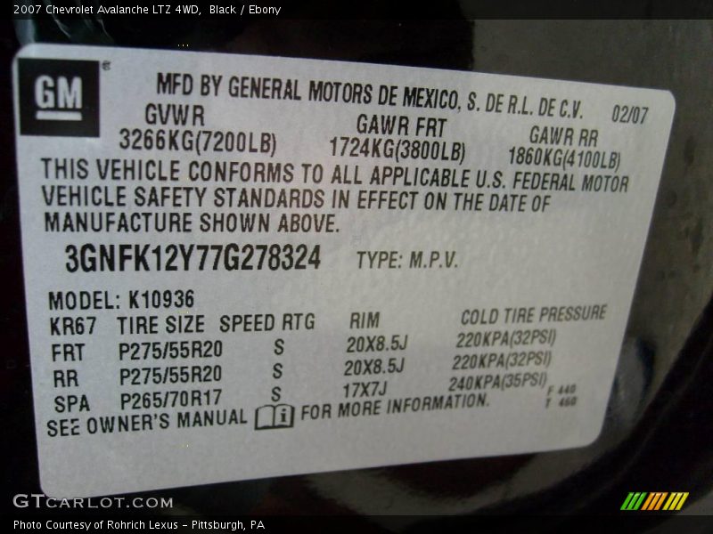 Black / Ebony 2007 Chevrolet Avalanche LTZ 4WD