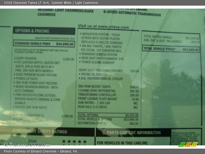 Summit White / Light Cashmere 2009 Chevrolet Tahoe LT 4x4