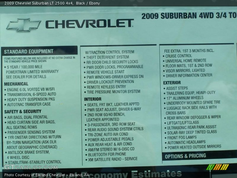 Black / Ebony 2009 Chevrolet Suburban LT 2500 4x4