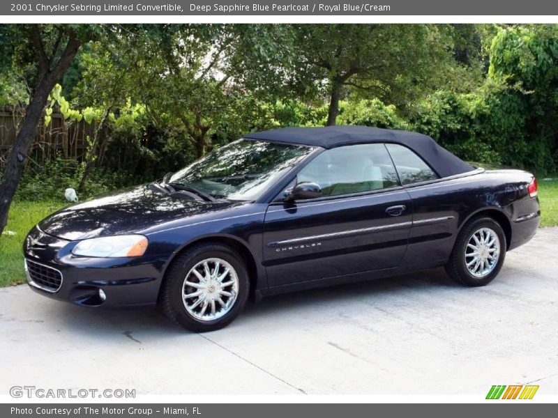 Deep Sapphire Blue Pearlcoat / Royal Blue/Cream 2001 Chrysler Sebring Limited Convertible