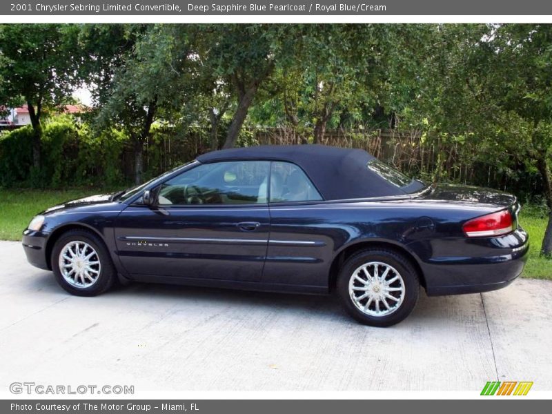 Deep Sapphire Blue Pearlcoat / Royal Blue/Cream 2001 Chrysler Sebring Limited Convertible