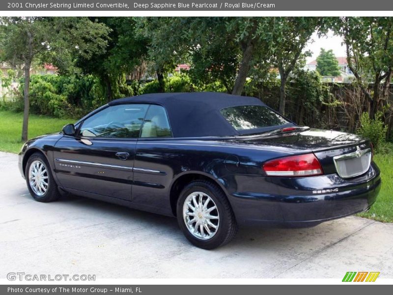 Deep Sapphire Blue Pearlcoat / Royal Blue/Cream 2001 Chrysler Sebring Limited Convertible