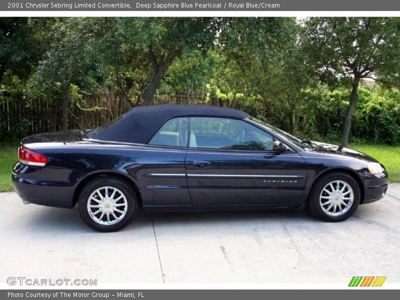 Deep Sapphire Blue Pearlcoat / Royal Blue/Cream 2001 Chrysler Sebring Limited Convertible