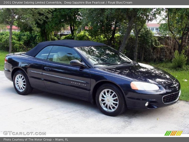 Deep Sapphire Blue Pearlcoat / Royal Blue/Cream 2001 Chrysler Sebring Limited Convertible