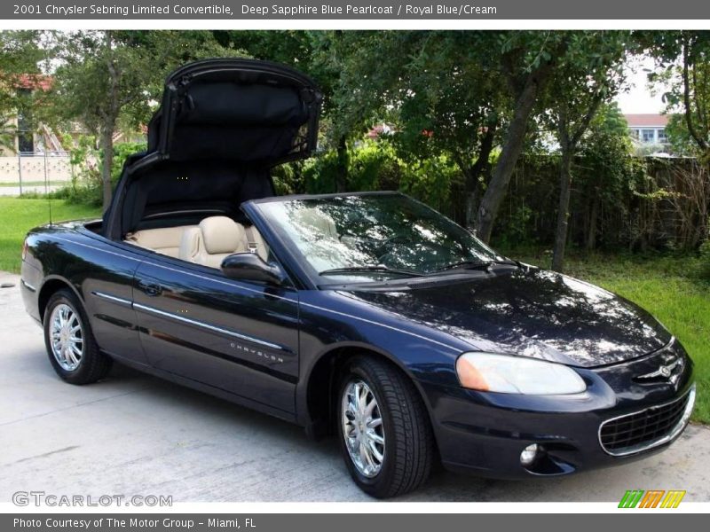 Deep Sapphire Blue Pearlcoat / Royal Blue/Cream 2001 Chrysler Sebring Limited Convertible