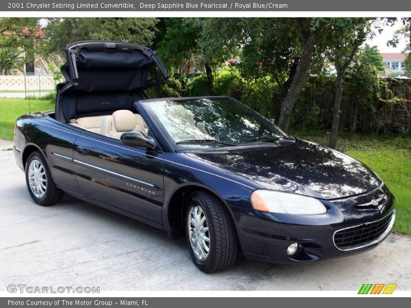 Deep Sapphire Blue Pearlcoat / Royal Blue/Cream 2001 Chrysler Sebring Limited Convertible