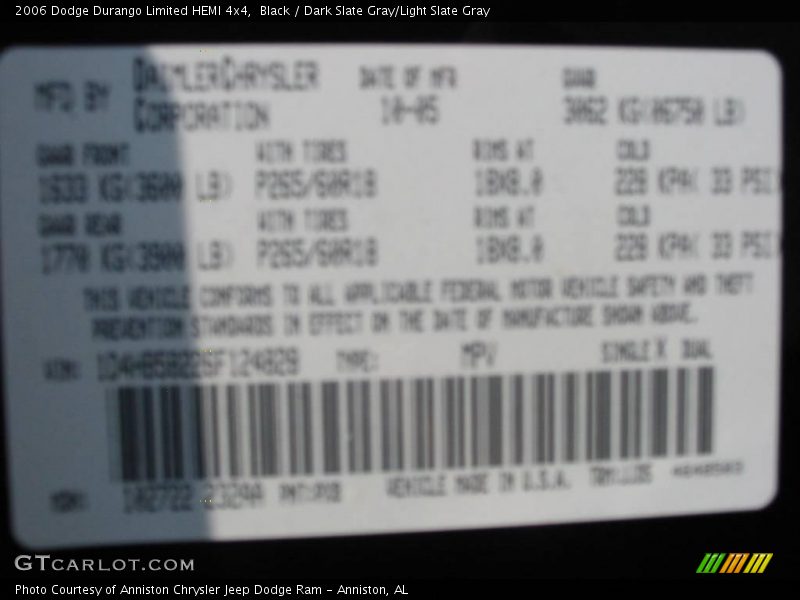 Black / Dark Slate Gray/Light Slate Gray 2006 Dodge Durango Limited HEMI 4x4