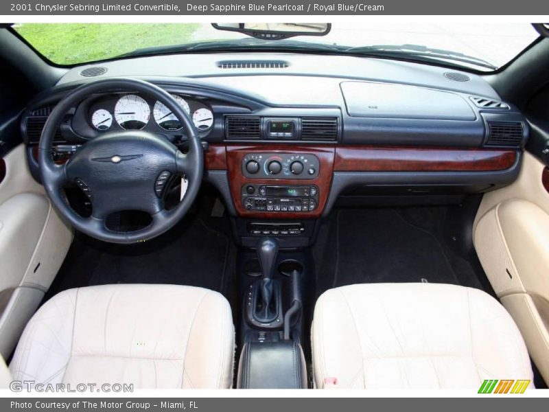 Deep Sapphire Blue Pearlcoat / Royal Blue/Cream 2001 Chrysler Sebring Limited Convertible