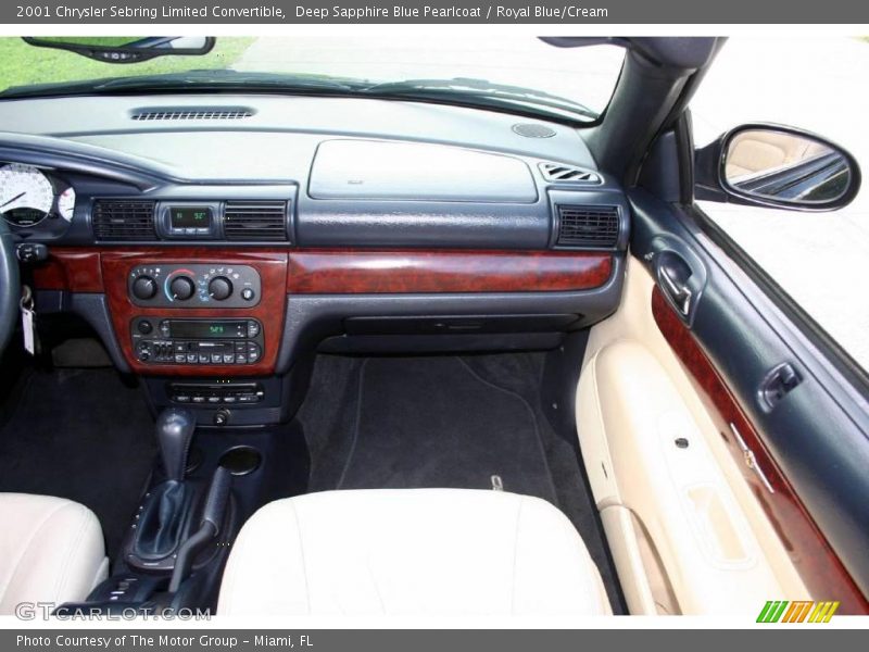 Deep Sapphire Blue Pearlcoat / Royal Blue/Cream 2001 Chrysler Sebring Limited Convertible
