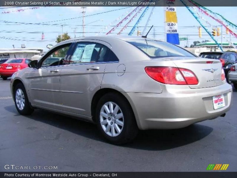 Light Sandstone Metallic / Dark Khaki/Light Graystone 2008 Chrysler Sebring LX Sedan