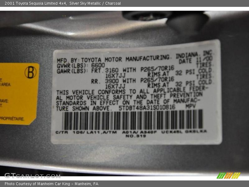 Silver Sky Metallic / Charcoal 2001 Toyota Sequoia Limited 4x4