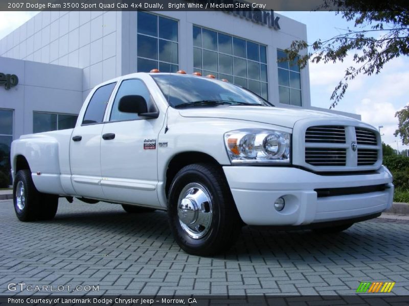 Bright White / Medium Slate Gray 2007 Dodge Ram 3500 Sport Quad Cab 4x4 Dually