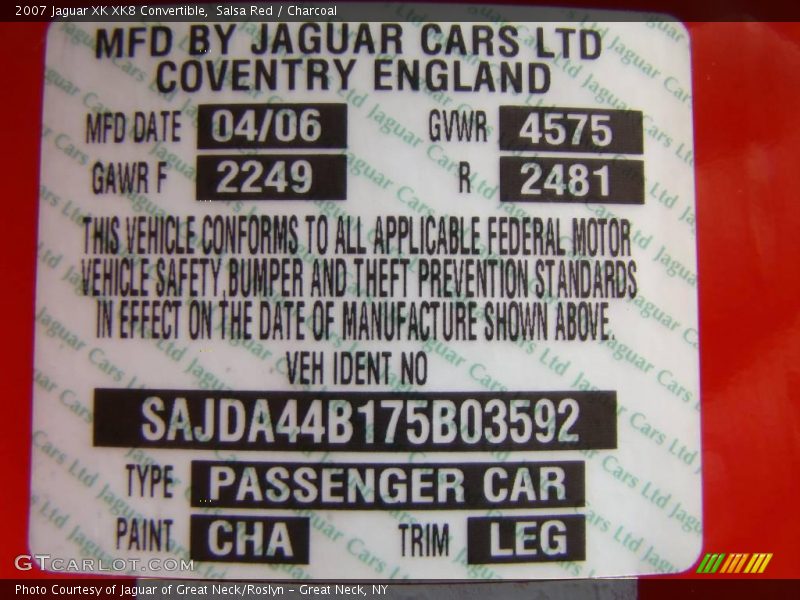 Salsa Red / Charcoal 2007 Jaguar XK XK8 Convertible