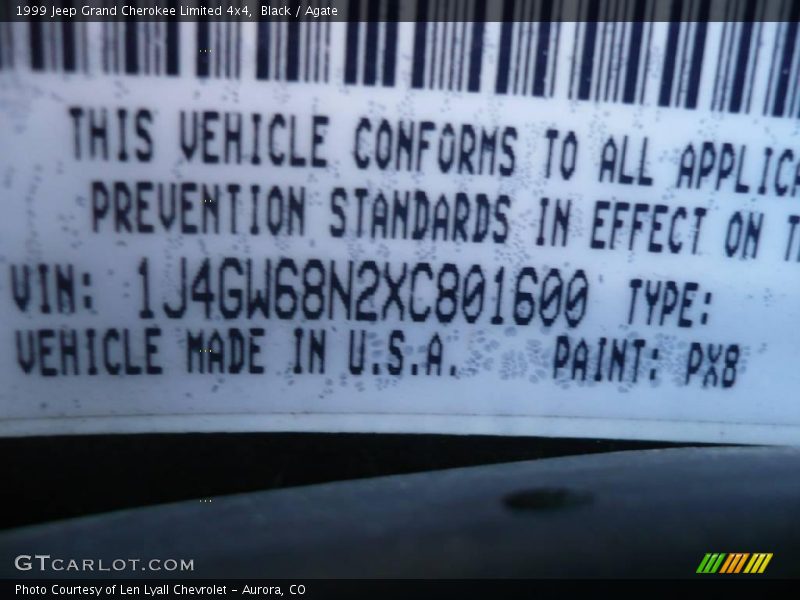 Black / Agate 1999 Jeep Grand Cherokee Limited 4x4