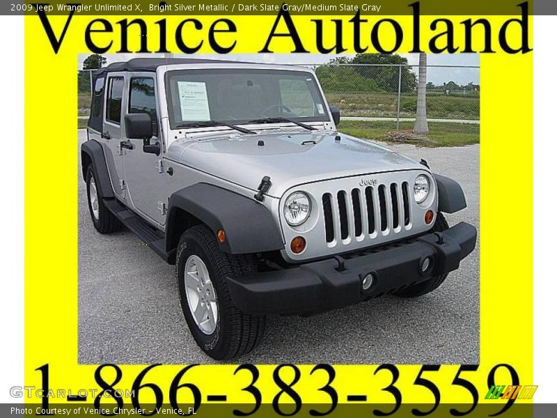 Bright Silver Metallic / Dark Slate Gray/Medium Slate Gray 2009 Jeep Wrangler Unlimited X
