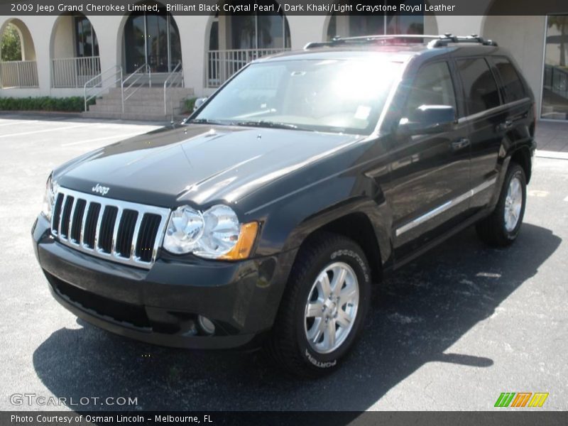Brilliant Black Crystal Pearl / Dark Khaki/Light Graystone Royal Leather 2009 Jeep Grand Cherokee Limited