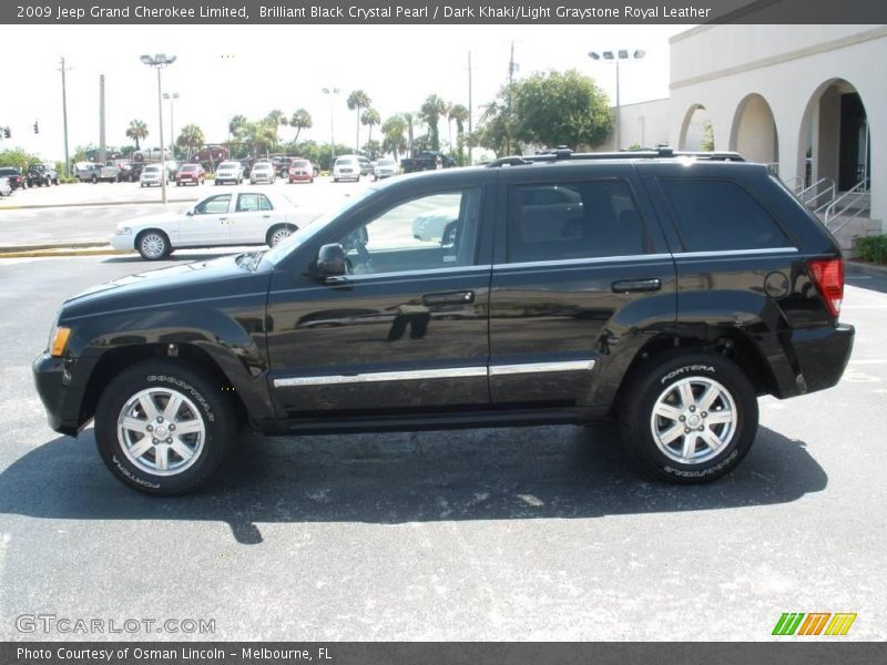 Brilliant Black Crystal Pearl / Dark Khaki/Light Graystone Royal Leather 2009 Jeep Grand Cherokee Limited