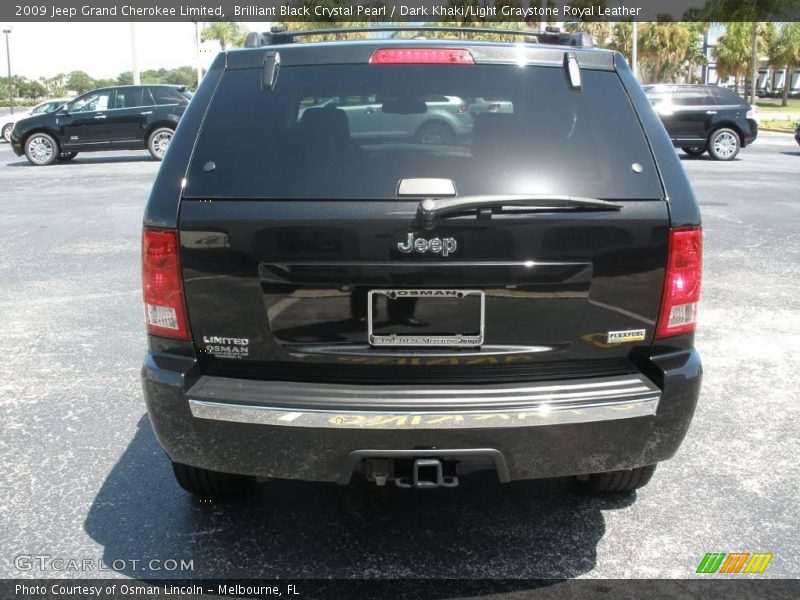 Brilliant Black Crystal Pearl / Dark Khaki/Light Graystone Royal Leather 2009 Jeep Grand Cherokee Limited