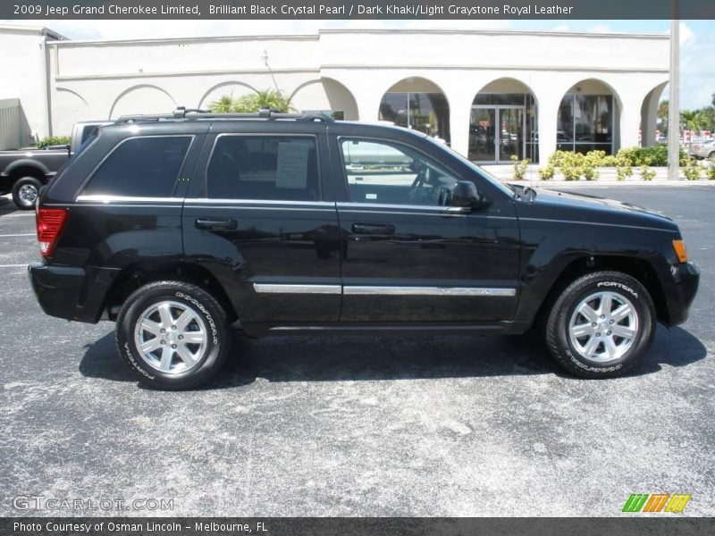 Brilliant Black Crystal Pearl / Dark Khaki/Light Graystone Royal Leather 2009 Jeep Grand Cherokee Limited