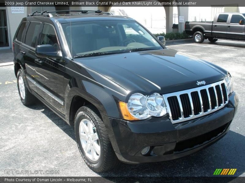 Brilliant Black Crystal Pearl / Dark Khaki/Light Graystone Royal Leather 2009 Jeep Grand Cherokee Limited