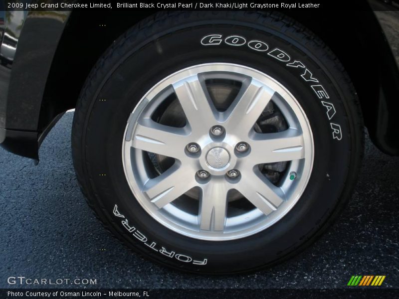 Brilliant Black Crystal Pearl / Dark Khaki/Light Graystone Royal Leather 2009 Jeep Grand Cherokee Limited