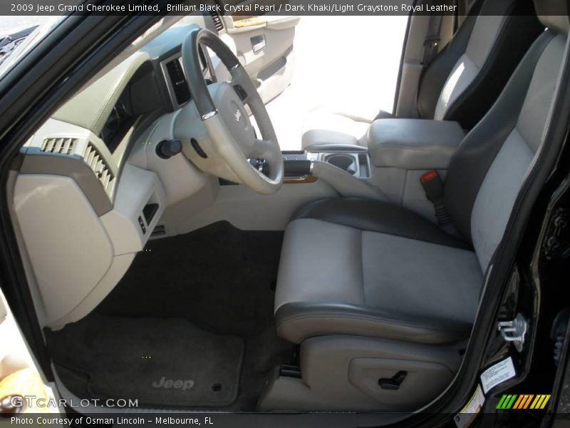 Brilliant Black Crystal Pearl / Dark Khaki/Light Graystone Royal Leather 2009 Jeep Grand Cherokee Limited