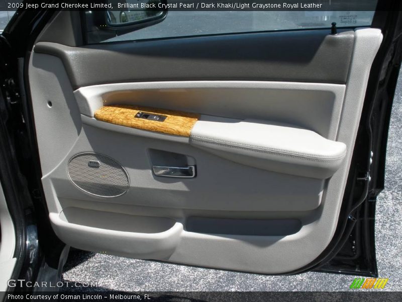 Brilliant Black Crystal Pearl / Dark Khaki/Light Graystone Royal Leather 2009 Jeep Grand Cherokee Limited