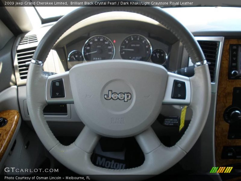 Brilliant Black Crystal Pearl / Dark Khaki/Light Graystone Royal Leather 2009 Jeep Grand Cherokee Limited