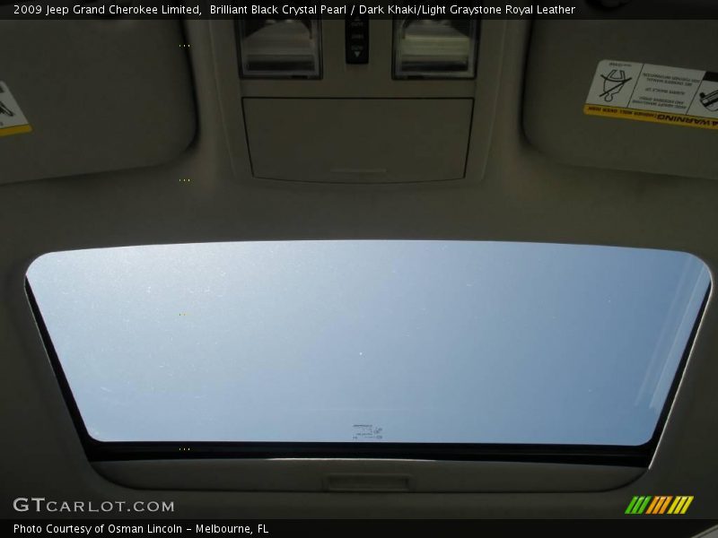 Brilliant Black Crystal Pearl / Dark Khaki/Light Graystone Royal Leather 2009 Jeep Grand Cherokee Limited