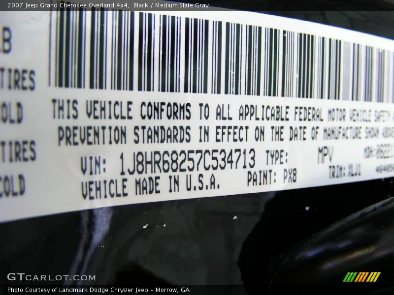 Black / Medium Slate Gray 2007 Jeep Grand Cherokee Overland 4x4