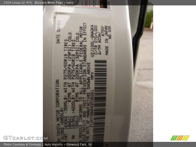 Blizzard White Pearl / Ivory 2004 Lexus LX 470