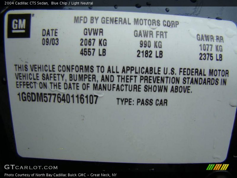 Blue Chip / Light Neutral 2004 Cadillac CTS Sedan